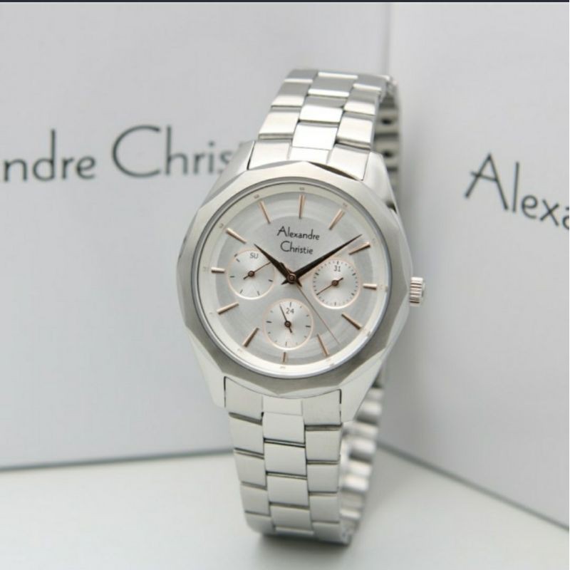 ORIGINAL GARANSI JAM TANGAN WANITA ALEXANDRE CHRISTIE CEWEK SILVER RANTAI ALEXANDER CRISTIE AC 2898