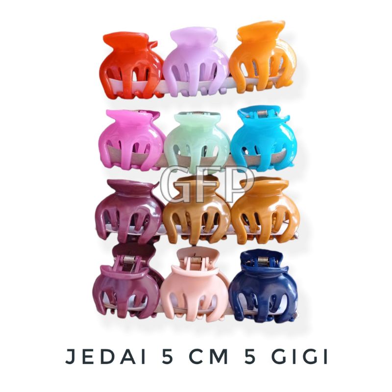 Jedai 5 CM Warna Cantik - Jepit Korea 3 Gigi 5 Gigi Besar Model Cakar - Ikat Rambut Besar