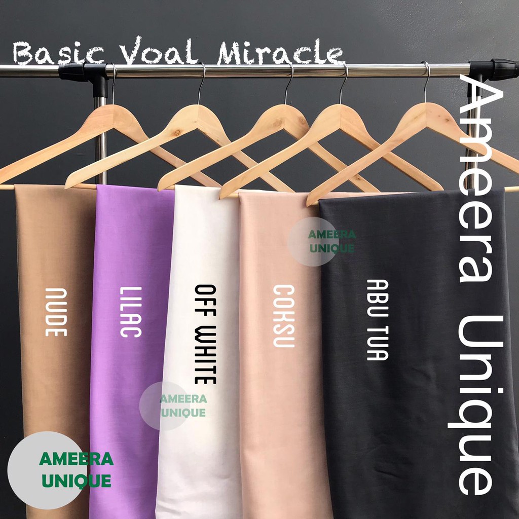 40 Warna Jilbab Segi Empat Basic Voal Miracle Polos 110x110 Part 1-5