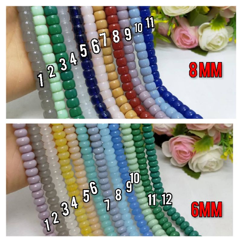 1 renteng Mutiara Tabung mutiara gepeng Manik Tabung Manik Tube Beads 8 mm Manik Batu Tabung 8 mm Ba