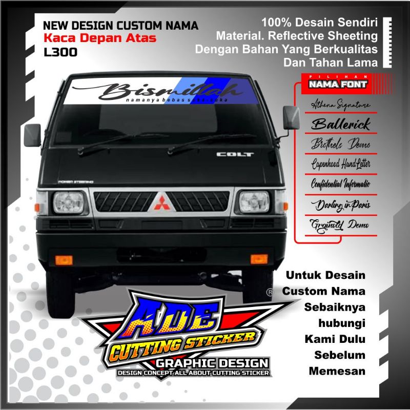 Jual Sticker kaca mobil || Cutting Sticker Custom nama || kaca atas mobil pick up L300