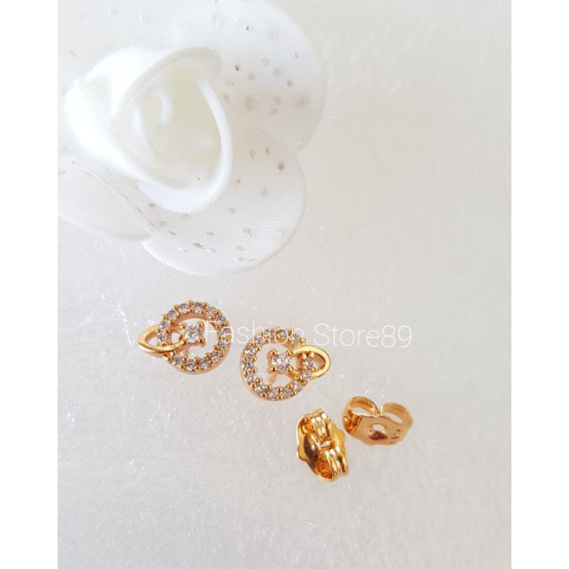 Anting Tusuk simple elegant Motif Bulan dan Bintang Xuping lapis emas 18K import Premium