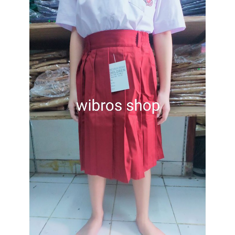 seragam rok SD merah pendek / rok sekolah SD merah pendek