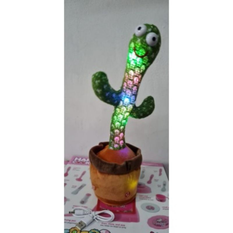 Kaktus Joget dancing led bisa rekam baterai + usb / viral tiktok kaktus
