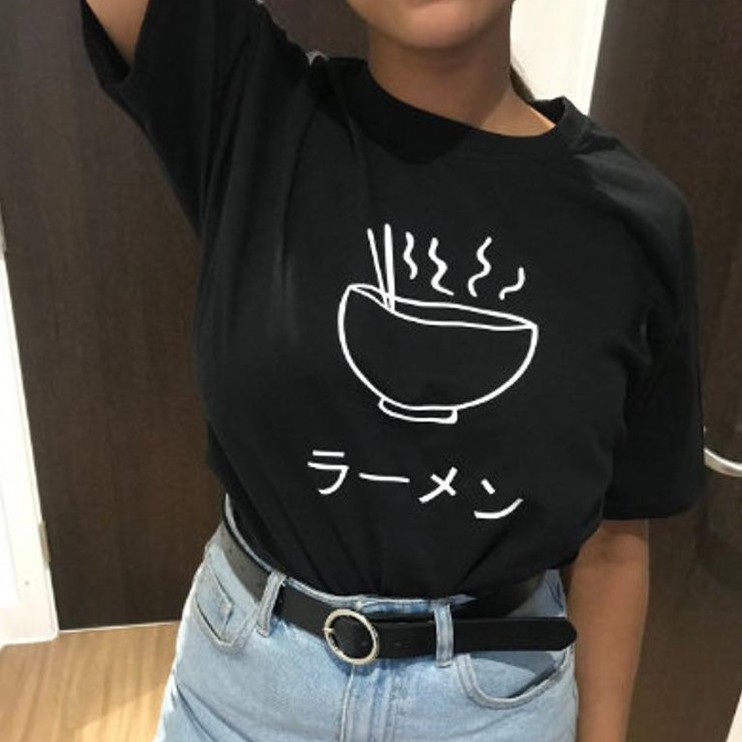 Tshirt Ramen Line Art japan Kanji Cotton Combed