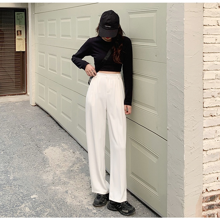 [2 Warna]Celana Panjang Putih High Waist Celana Kantor Formal / Casual Celana Kulot Wanita Pants Korean Style