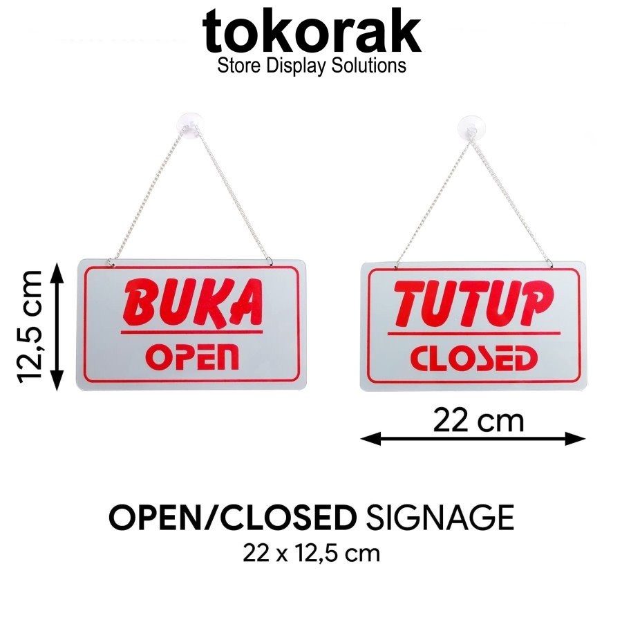SIGNAGE BUKA TUTUP 22 X 12,5CM SIGN PETUNJUK SIMBOL LOGO PERINGATAN LABEL OPEN CLOSED