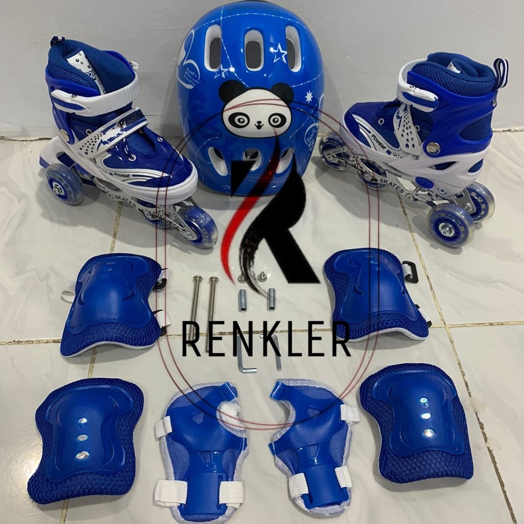 Ready Stock PROMO Sepatu Roda Anak POWER model Roda Bajaj Free Baut dan Kunci L / Inline Shoes / Skate / Fullset helm deker S100 CITAYEM WEEK LUBANA