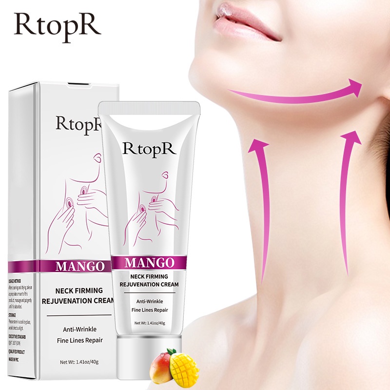 RtopR Mango Neck Firming Rejuvenation Cream Anti Wrinkle Remove Neck Mask Nourishing Whitening Mild Peeling Beauty Neck Care 40g