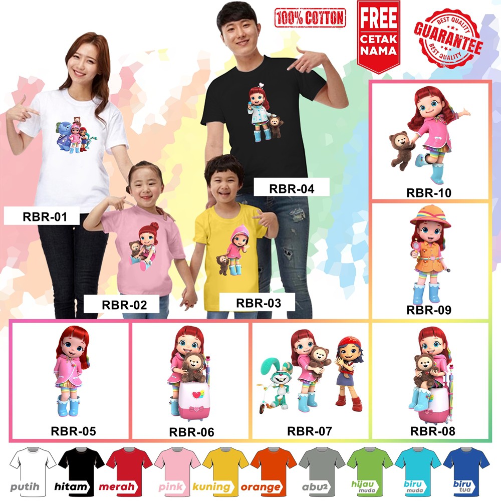 [FREE NAMA!!] Baju Kaos ANAK DAN DEWASA RAINBOW RUBY BANYAK MOTIF