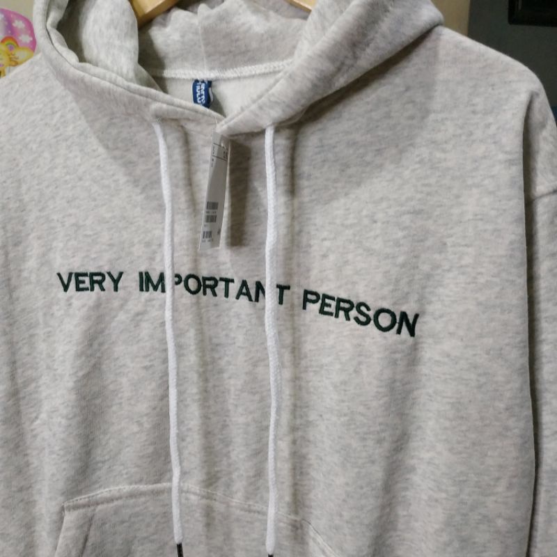 Hoodie Hm Very Important Person Grey Jaket Abu Misty Free Paper Bag