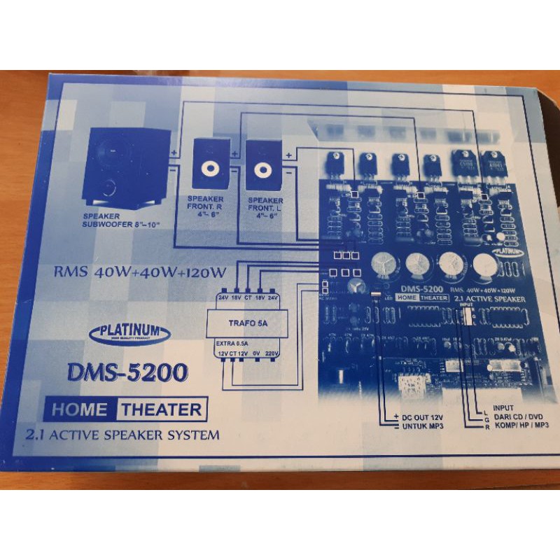 KIT HOME THEATER 2.1CH DMS-5200 AKTIP SPEAKER SUBWOOFER