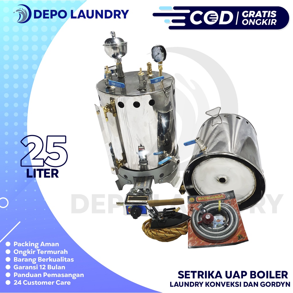 FREE ONGKIR JAWA-BALI Setrika uap Gas Boiler Laundry Lengkap