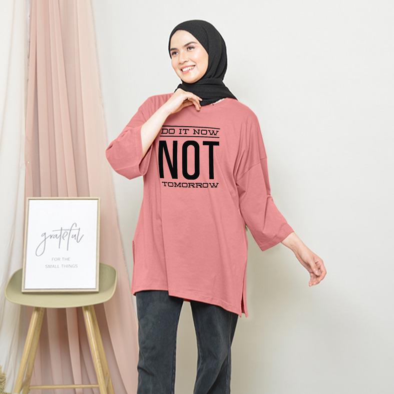 KAOS OVERSIZE TOP HIJAB WANITA BASIC  NOT / OVERSIZE SLIT BLOUSE