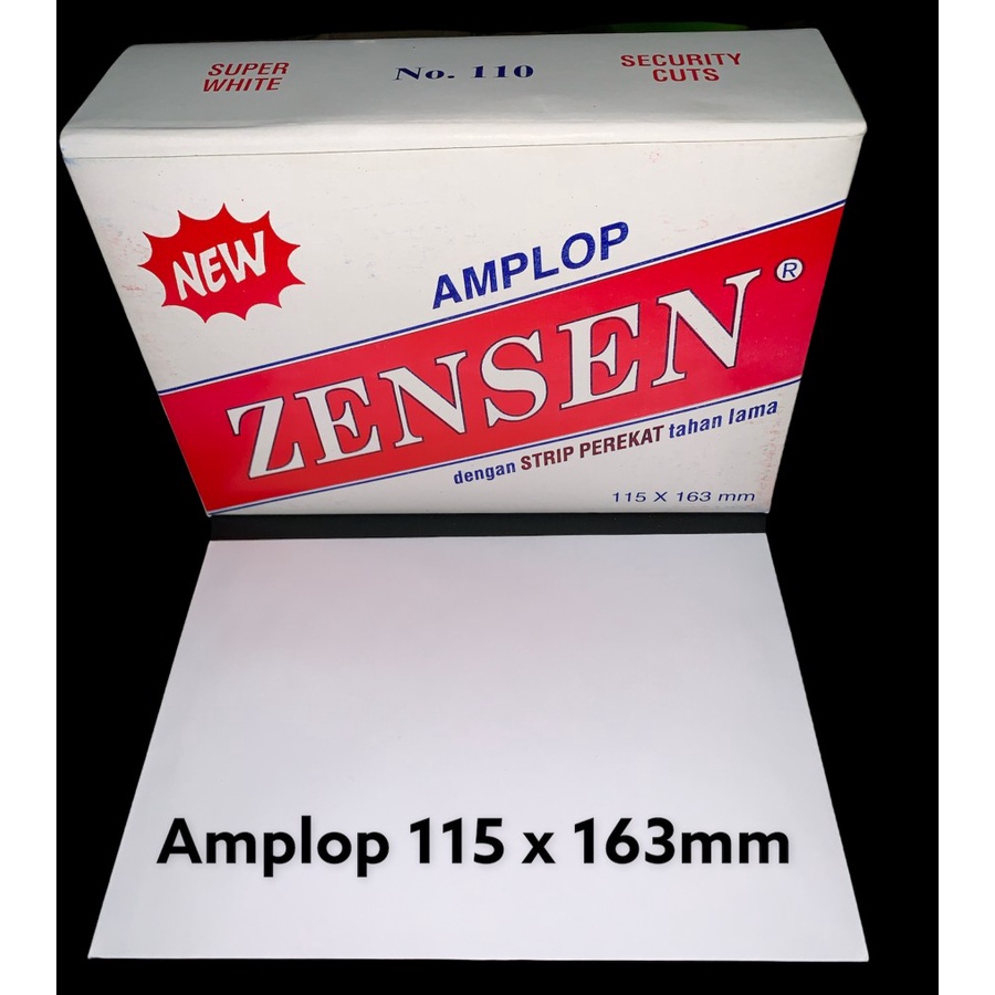 

Amplop Zensen AA no 110 Pendek 115 x 163 mm Polos Pakai Lem Perekat