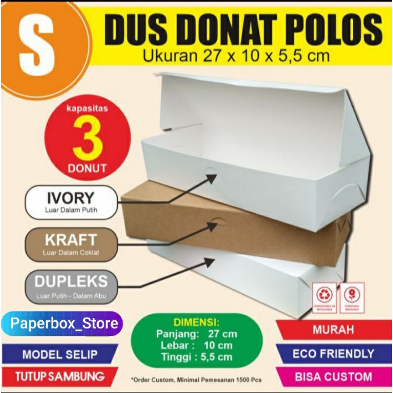 

Box Donuts Dus Donat Kotak Kemasan Roll Cake || DD S || 27x10x5.5