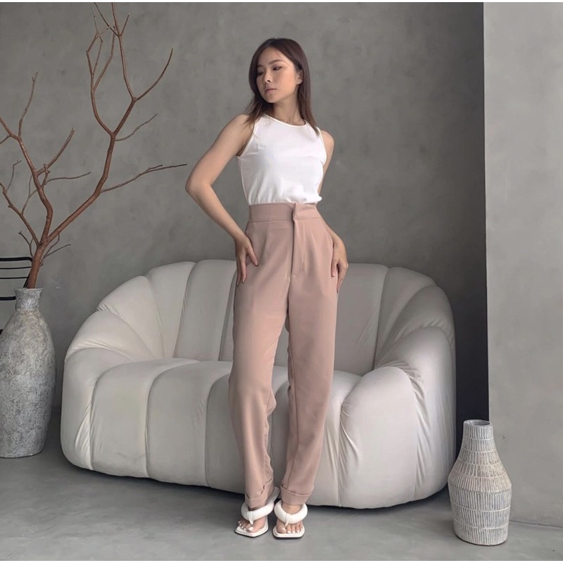 CLARA ANKLE PANTS PREMIUM KOREA - LONG PANTS - CELANA  KERJA PANJANG FORMAL WANITA - FLOWY PANTS - CELANA BAHAN - CELANA CASUAL - HADIAH ATAU KADO ULTAH CEWEK