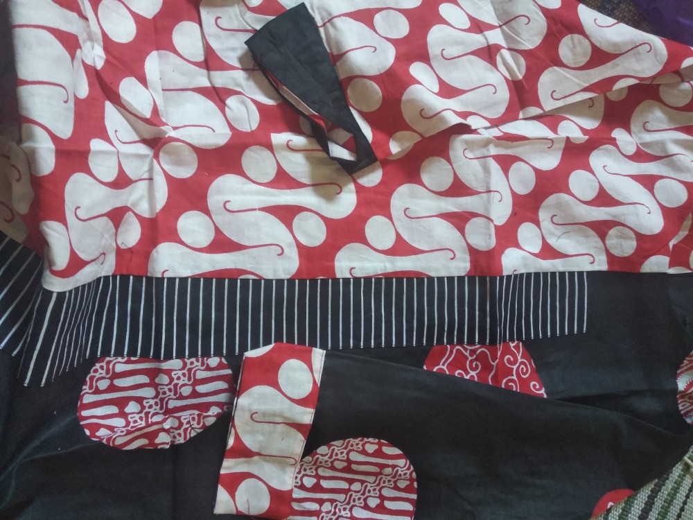 Tunik Nadine Batik Kombinasi Merah Tunik Batik Seragaman Kerja Kantor Tunik Nadin Tunic Nadine