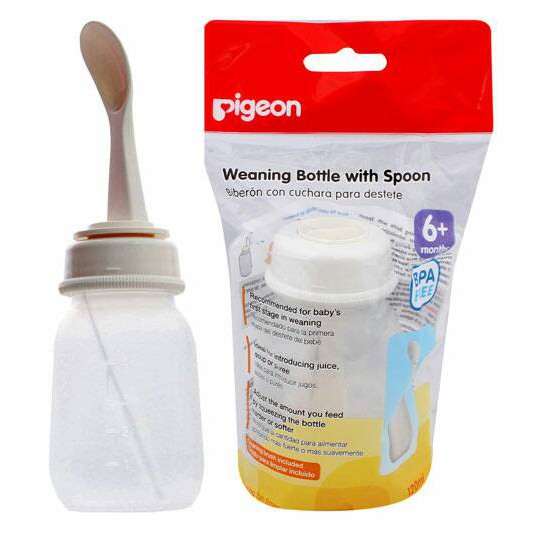 PIGEON Weaning Bottle With Spoon Food Feeder 120ml / 240 ml Botol Sendok Makan Bayi