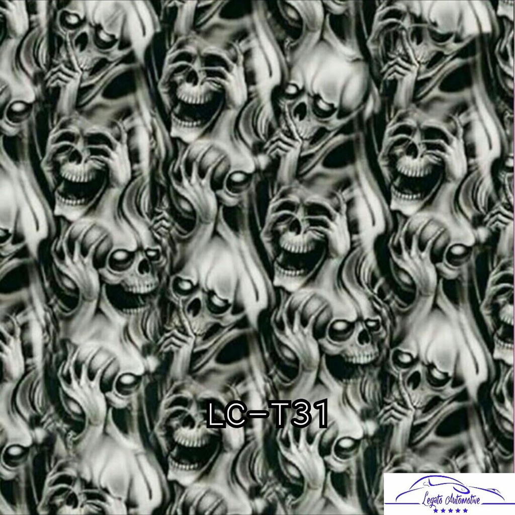 LC-T31 Film Water Printing WTP Hydrographics Carbon Celup Motif Tengkorak Bukan Stiker Polet Skotlet