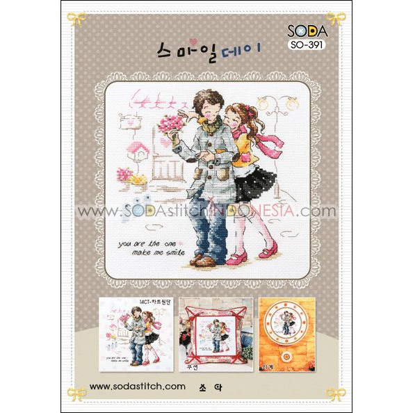 Paket DIY Craft Sulam Kristik Strimin Cross Stitch Sodastitch SO-391 - Smile Day Korea Couple