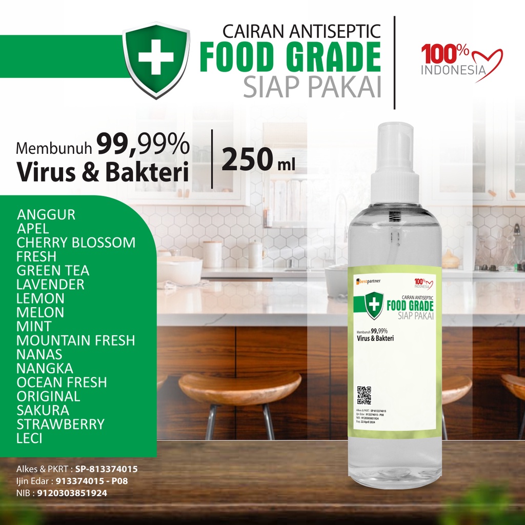 Desinfektan Food Grade Aroma Segar 250 ml / Cairan Desinfektan 250 ml Spray Free Bubble Wrap