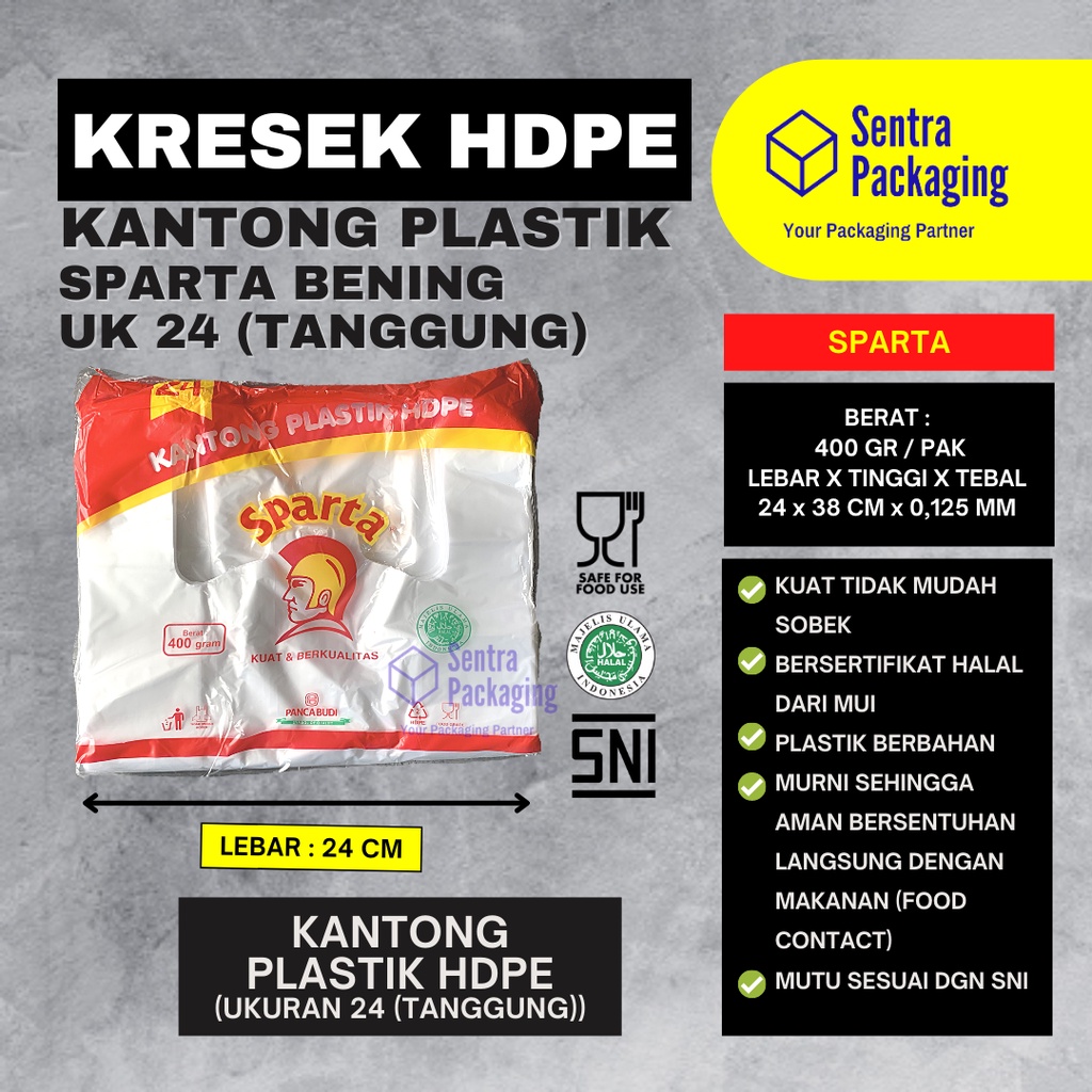 Kantong Kresek Bening Sparta Ukuran 24 (Tanggung) Bening