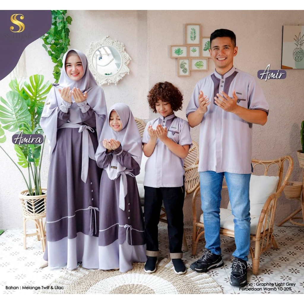 [PRE ORDER] Sarimbit SS Hijab - Amir Amira "Graphite Light Grey" - Sarimbit Keluarga