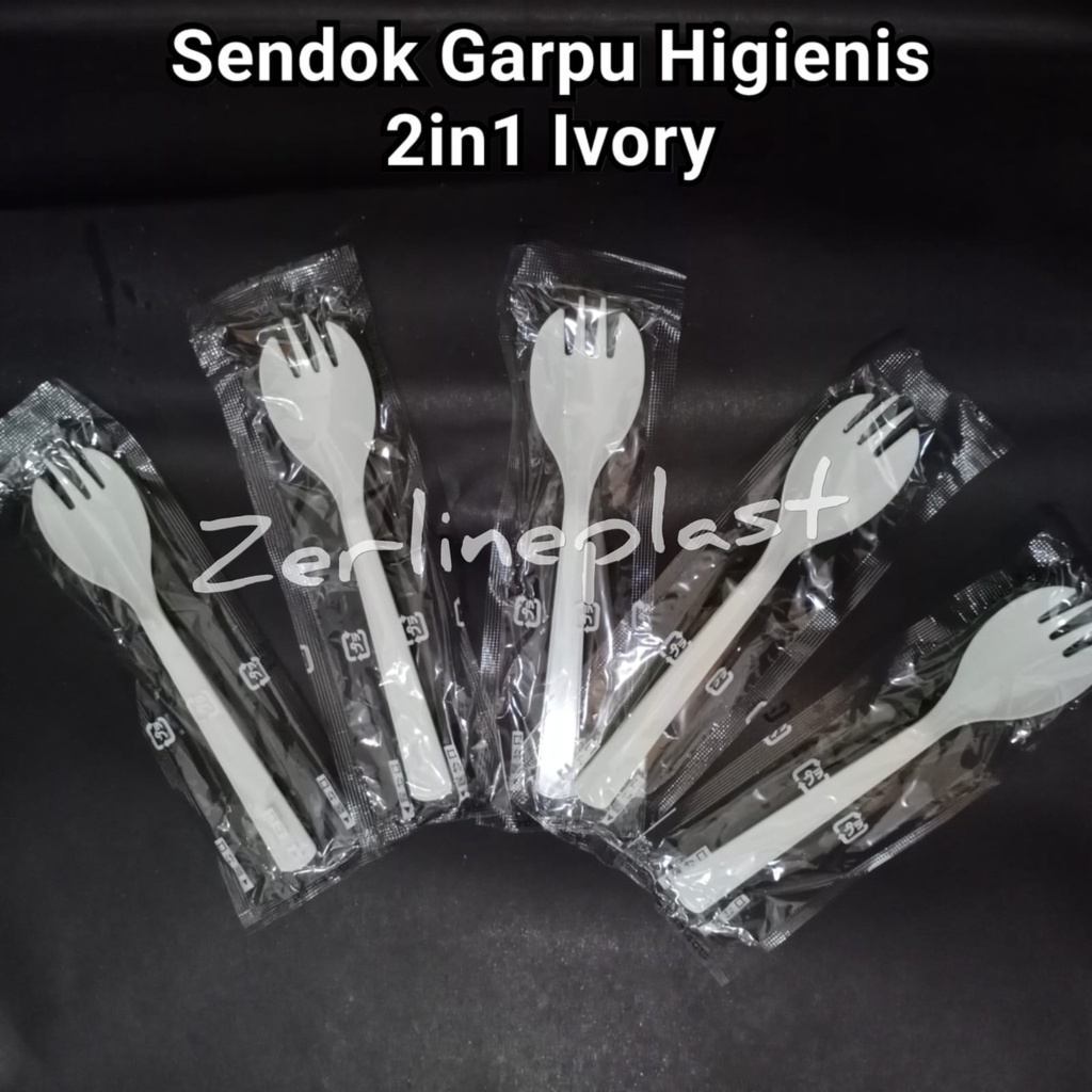 Sendok Garpu STYRER 2in1 Plastik - IVORY Food Grade @10pcs