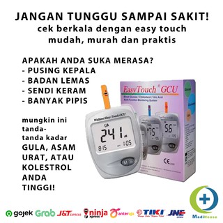 Alat Easy Touch GCU 3in1 Cek Gula Darah Kolesterol Asam