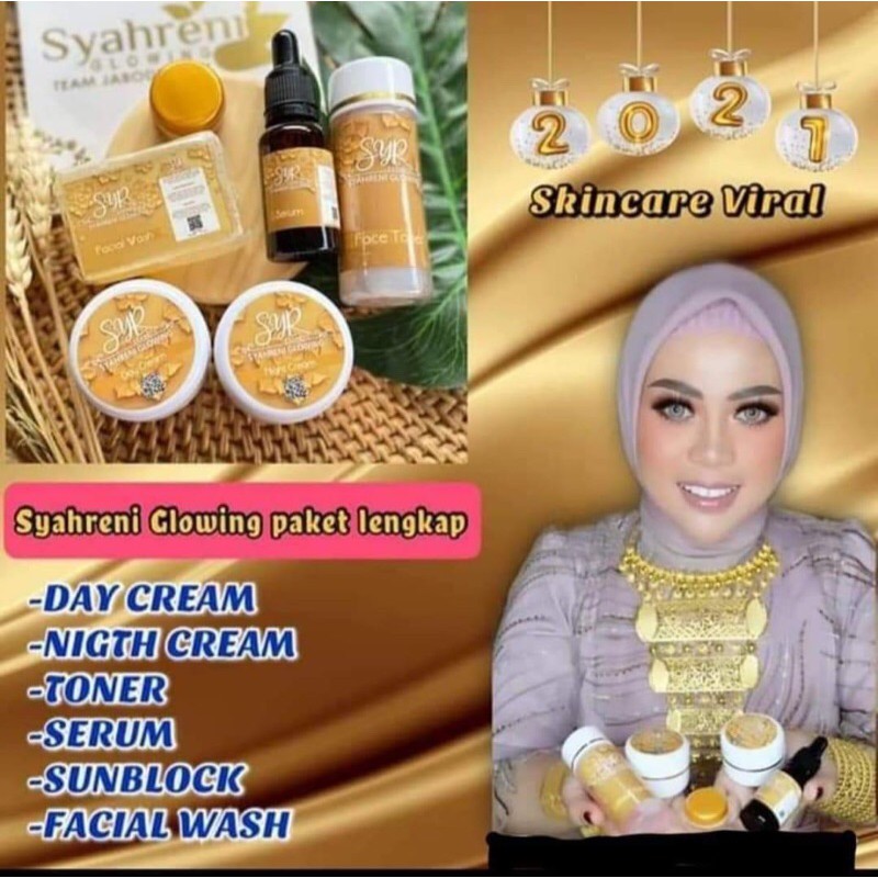 (COD) BPOM Paket Lengkap Skincare Syahreni Glowing Super Lengkap Komplit SYR original 100% Asli Ori Serum Gold Terbaru 2021 Versi Syahraeni Grosir Wajah Face mengatasi Jerawat Beruntusan Flek Hitam membandal perawatan terbaik Aman Skin Care Medan Resmi-2