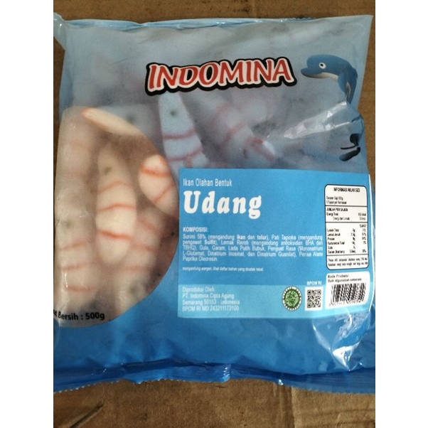 

Indomina Ikan olahan bentuk udang 500gram frozen food