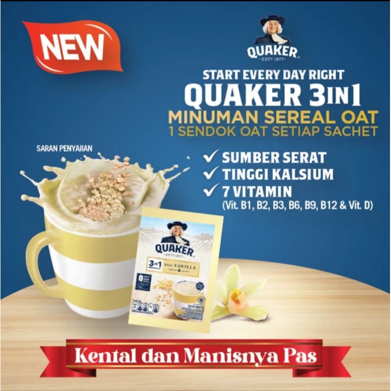 

Korzaln Quaker 3In1 Vanilla 8 Sachet - Minuman Sereal Oats