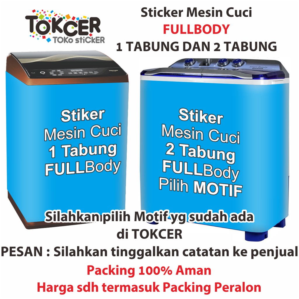 Stiker Mesin Cuci 1 dan 2 Tabung FULLBODY