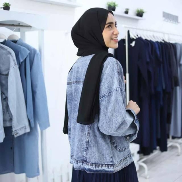 JAKET JEANS OVER SIZE SEOM BALONI OOTM OOTFD