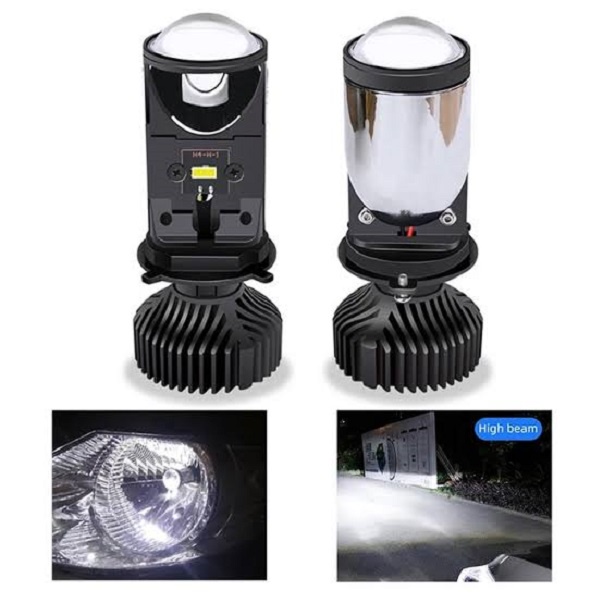 Lampu LED Headlamp Projie H4 Mini Projector Lens 50 Watt Lensa Motor Mobil Y6 Y6D Y9 L6K-H4 Headlight VINYX