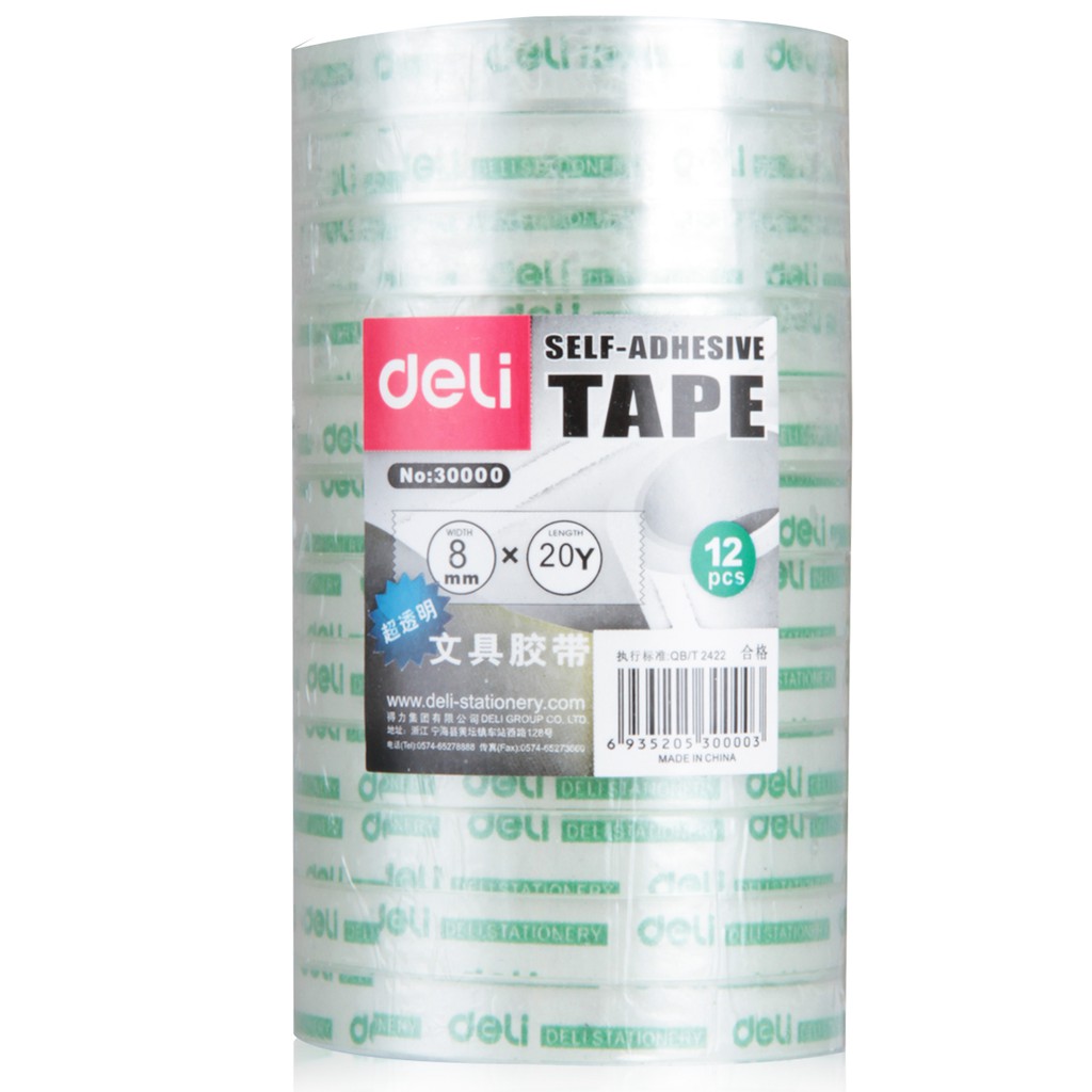 

Deli Isolasi /Cellotape untuk Sekolah 8mm×20y 12 mmx14y *38um 12pcs/Rol 30011 30000