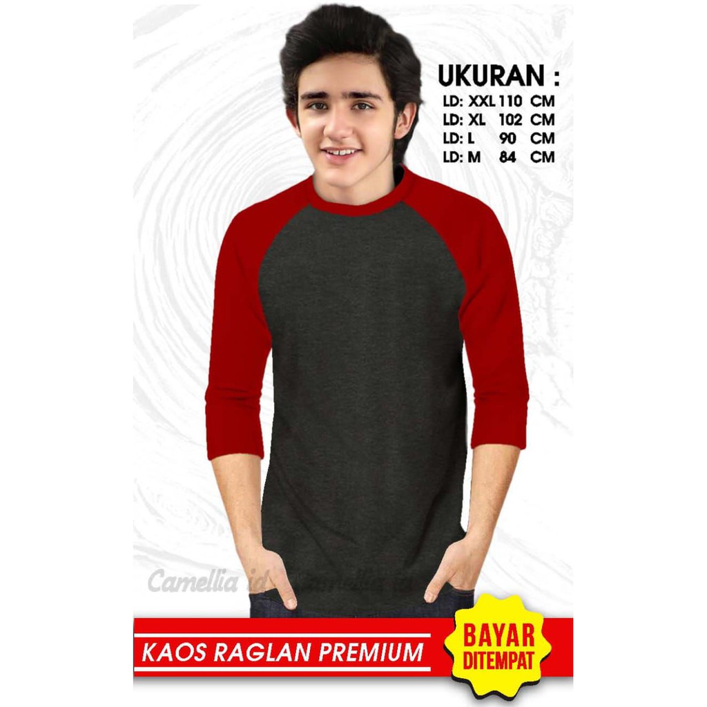 Kaos Raglan (POLOS)/Kaos Pria Lengan 3/4/ Kaos Pria/ Kaos Cowok/ Kaos Oblong/Misty/Oblong