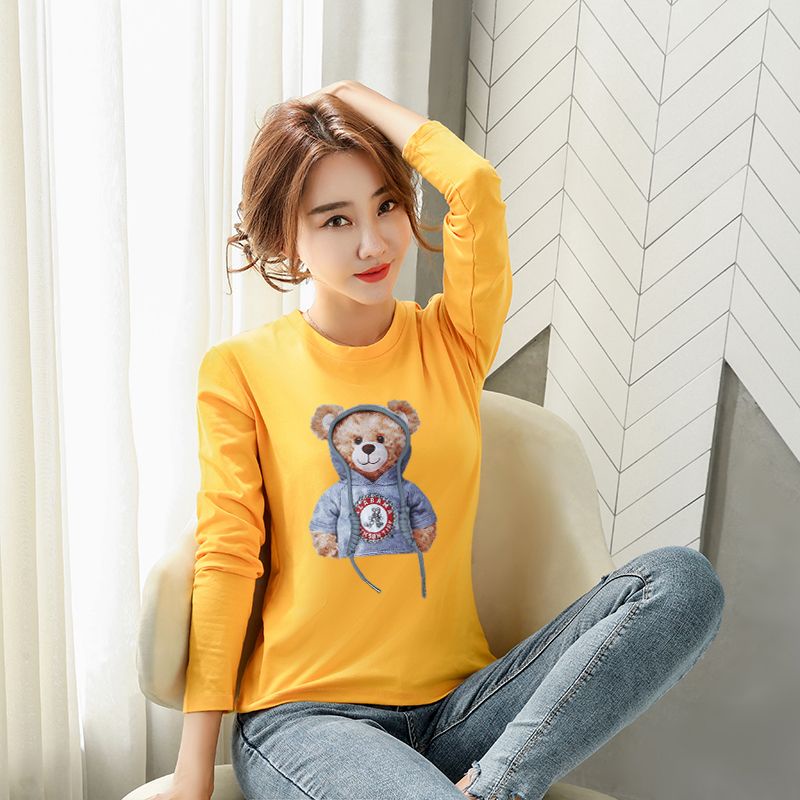 [littlecrab] Kaos Lengan Panjang Kekinian Teddy Bear Lucu Kaos Oversize T-shirt Beruang Lucu Unik Unisex Berkualitas Korean Style