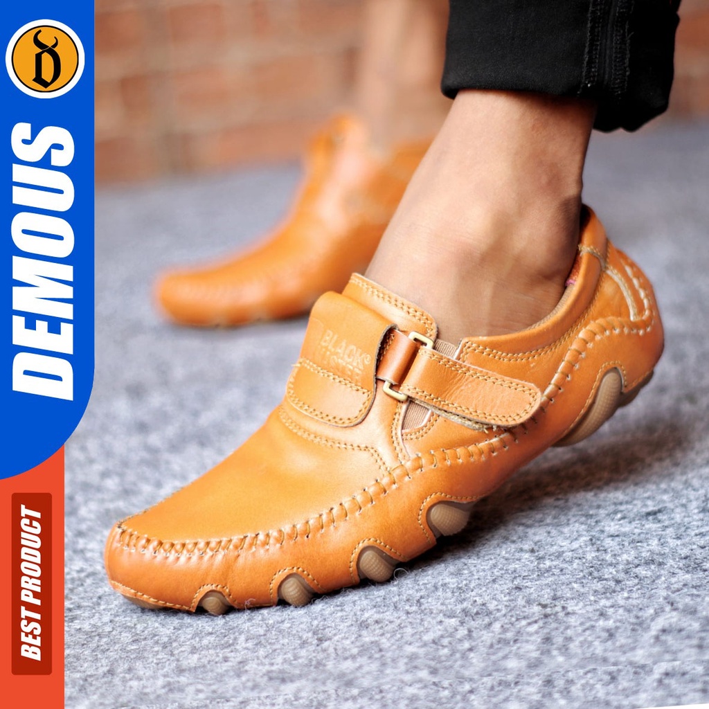 Sepatu Formal Pria Sepatu Casual Pria Kulit Asli Slop Sepatu Pantofel Kerja Kantor Kuliah Kondangan Sepatu Hitam Pria DEMOUS BUFFON