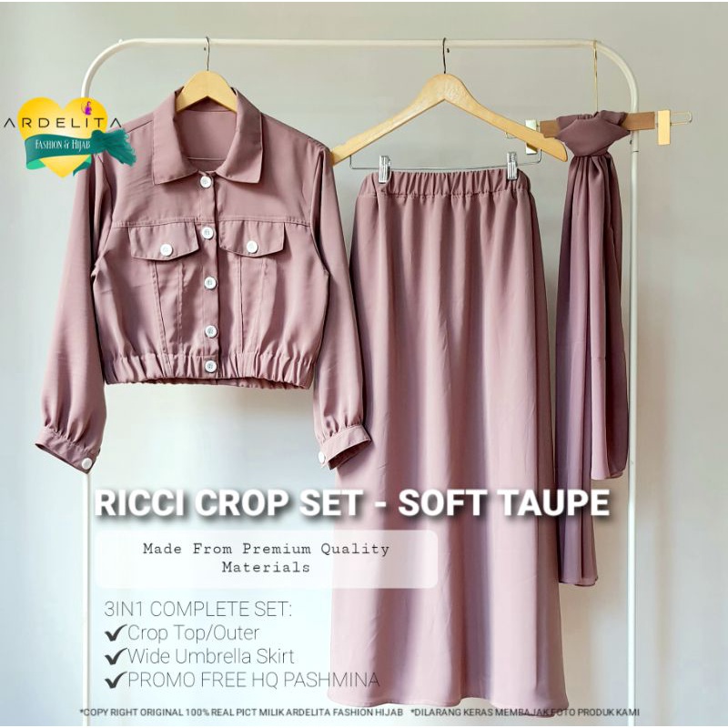 PROMO FREE PASHMINA-RICCI CROP SET ROK KEKINIAN OOTD HIJAB VIRAL TERBARU BAJU LEBARAN WANITA 2022 BA