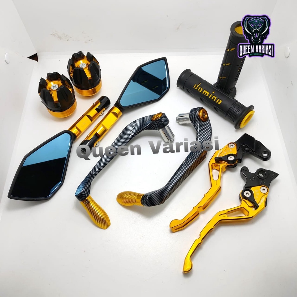 Paket 5in1 Spion Motor Tomok V2 Proguard Sabit Handgrip Domino Handle Rem Setelan Full CNC Jalu As Roda Depan Motor-5