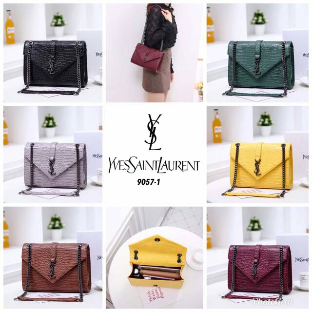 Tas Wanita Saint Laurent enveloppe croco ( 9057-1 )
*Black Hardware* with box Tas Import Tas Grosir