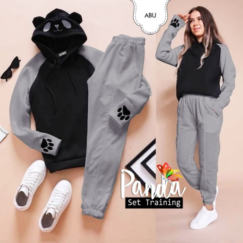 SET CELANA PANDA HOODIE, BABYTERRY, SWEATER, TRAINING, SETELAN