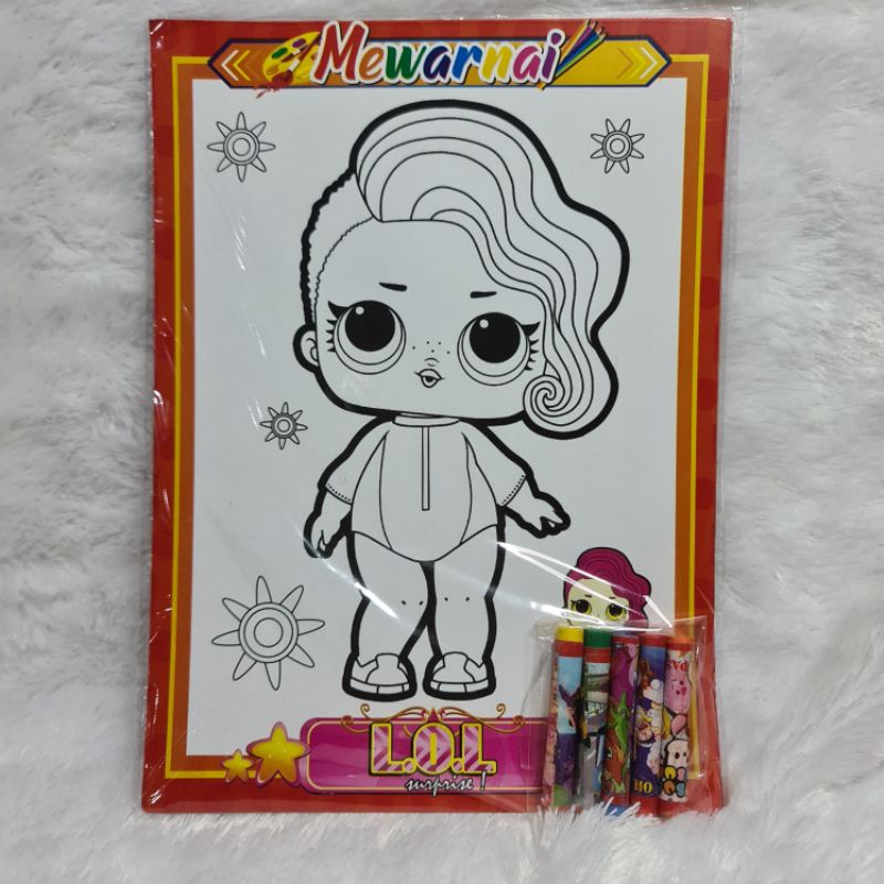 

free 5 pcs crayon kertas mewarnai melukis karakter sofia/ barbie/tayo/strawberry/princess/hellokitty/tayo