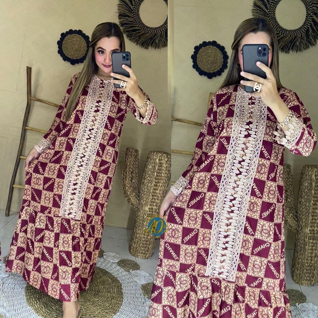 LONGDRESS ARAB RENDA AISYAH CHANELIKA /  DASTER ARAB RENDA BUNGA RANTAI / DASTER MURAH