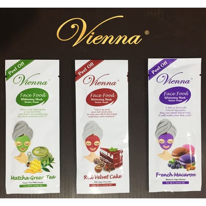 ⭐ BAGUS ⭐ VIENNA FACE FOOD PEEL OFF MASK 15ML | Red Velvet Macaroon Matcha Rainbow Gelato