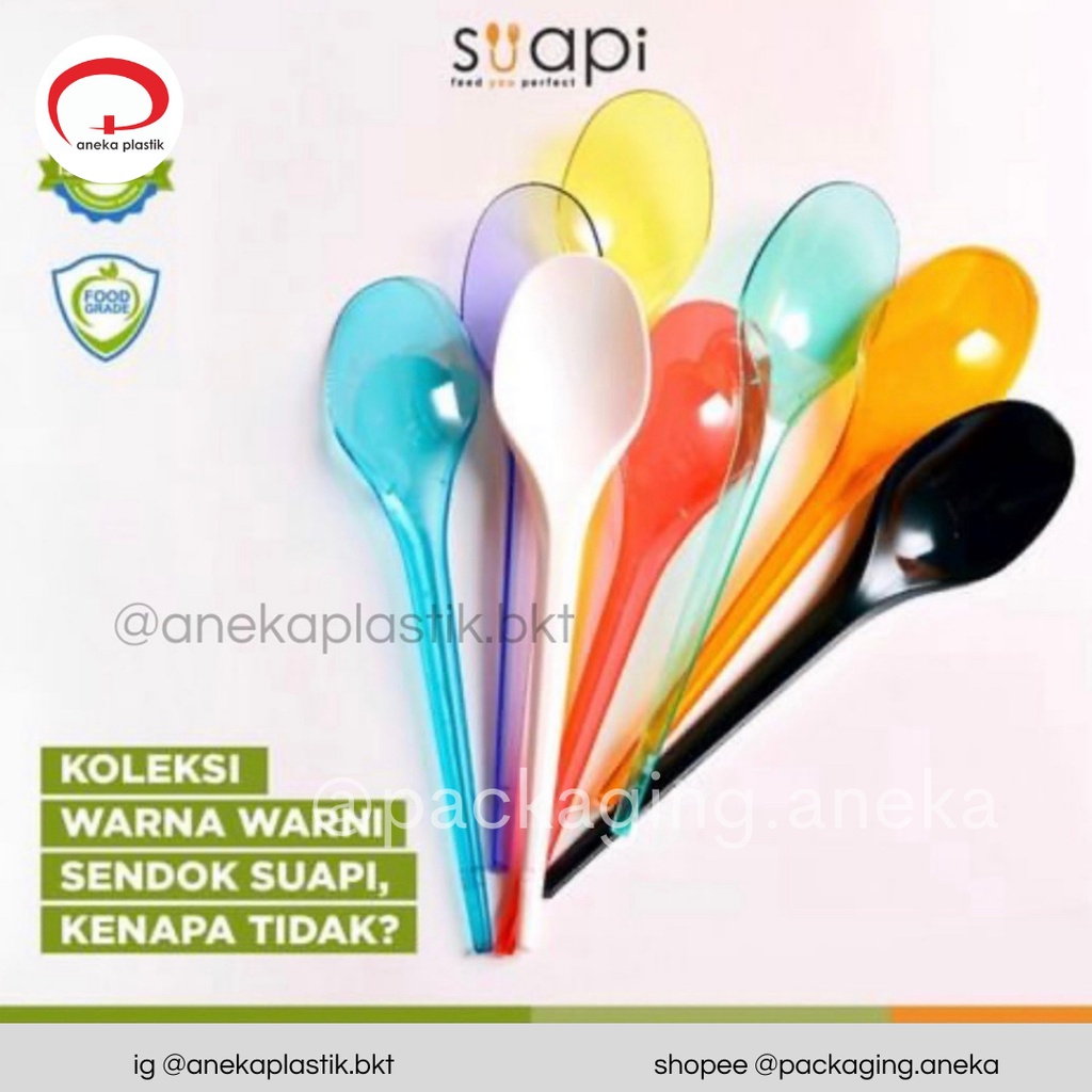 (50pcs) SENDOK MAKAN SUAPI WARNA/COLOUR / sendok garpu sekali pakai / sendok makan plastik
