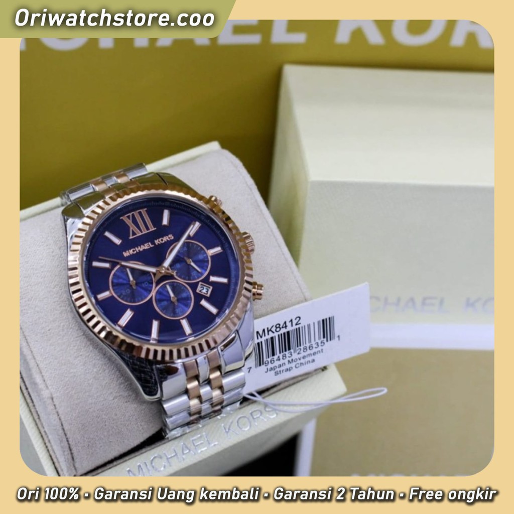 TERLARIS MICHAEL KORS ORIGINAL GARANSI JAM TANGAN MK8412 LEXINGTON TWO TONE STAINLESS STEEL