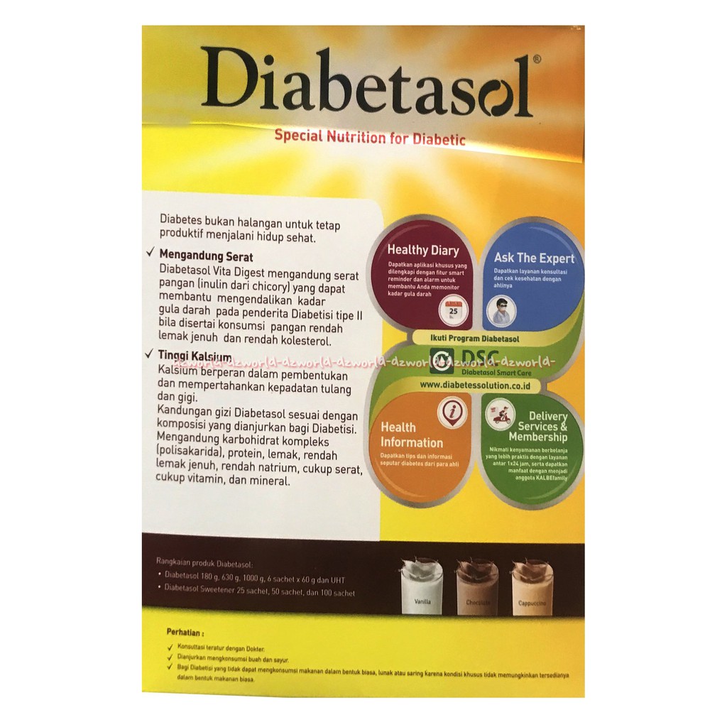 Diabetasol Vita Digest Pro 180gr Susu untuk Diabetes Rasa Vanilla Coklat Cappuccino